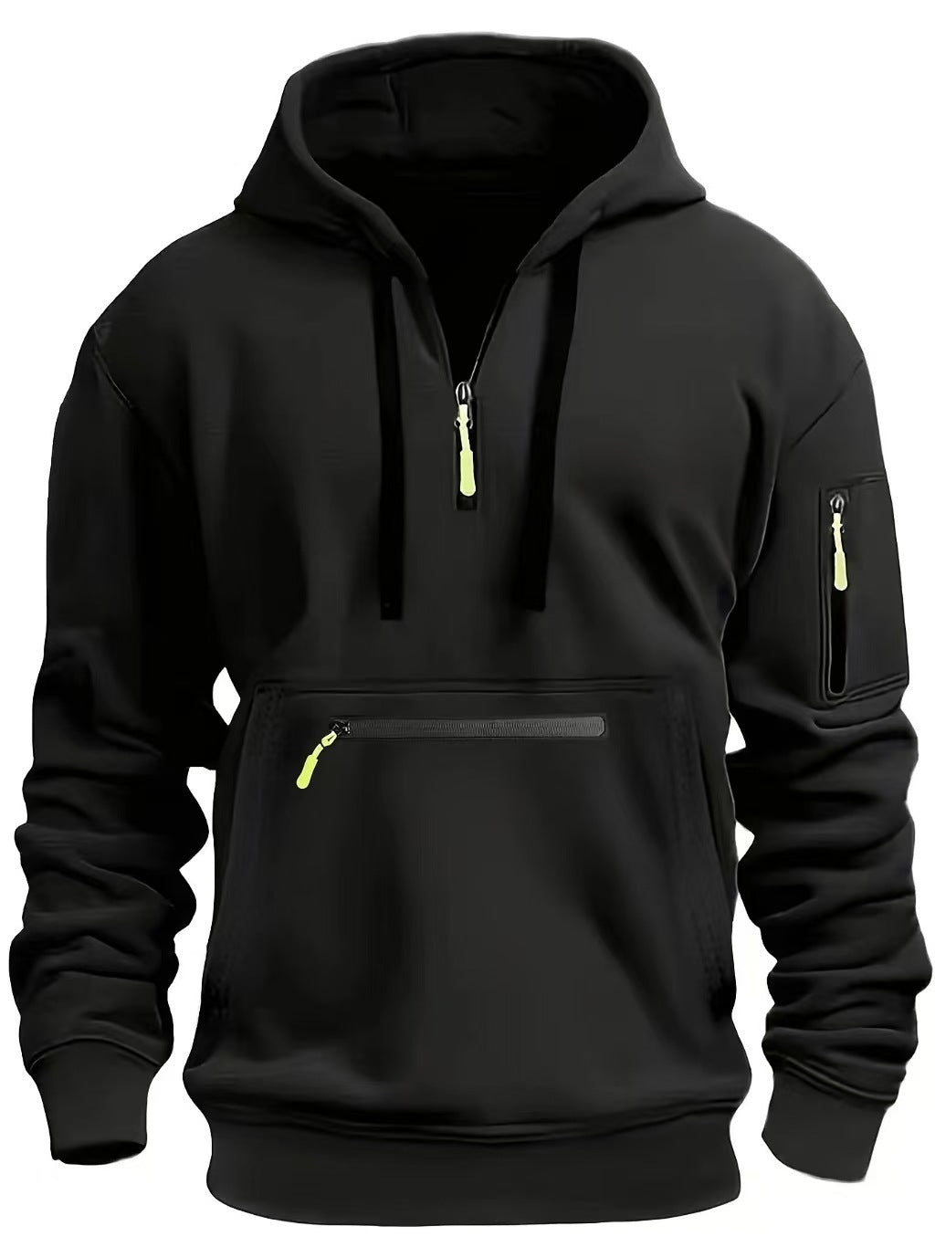 Osbert | Zip-Front Quilted Hoodie with Multi Pocket for Men