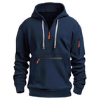 Osbert | Zip-Front Quilted Hoodie with Multi Pocket for Men