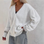Agneta | Fuzzy Open-Front Knit Cardigan for Women