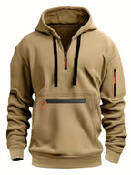 Osbert | Zip-Front Quilted Hoodie with Multi Pocket for Men