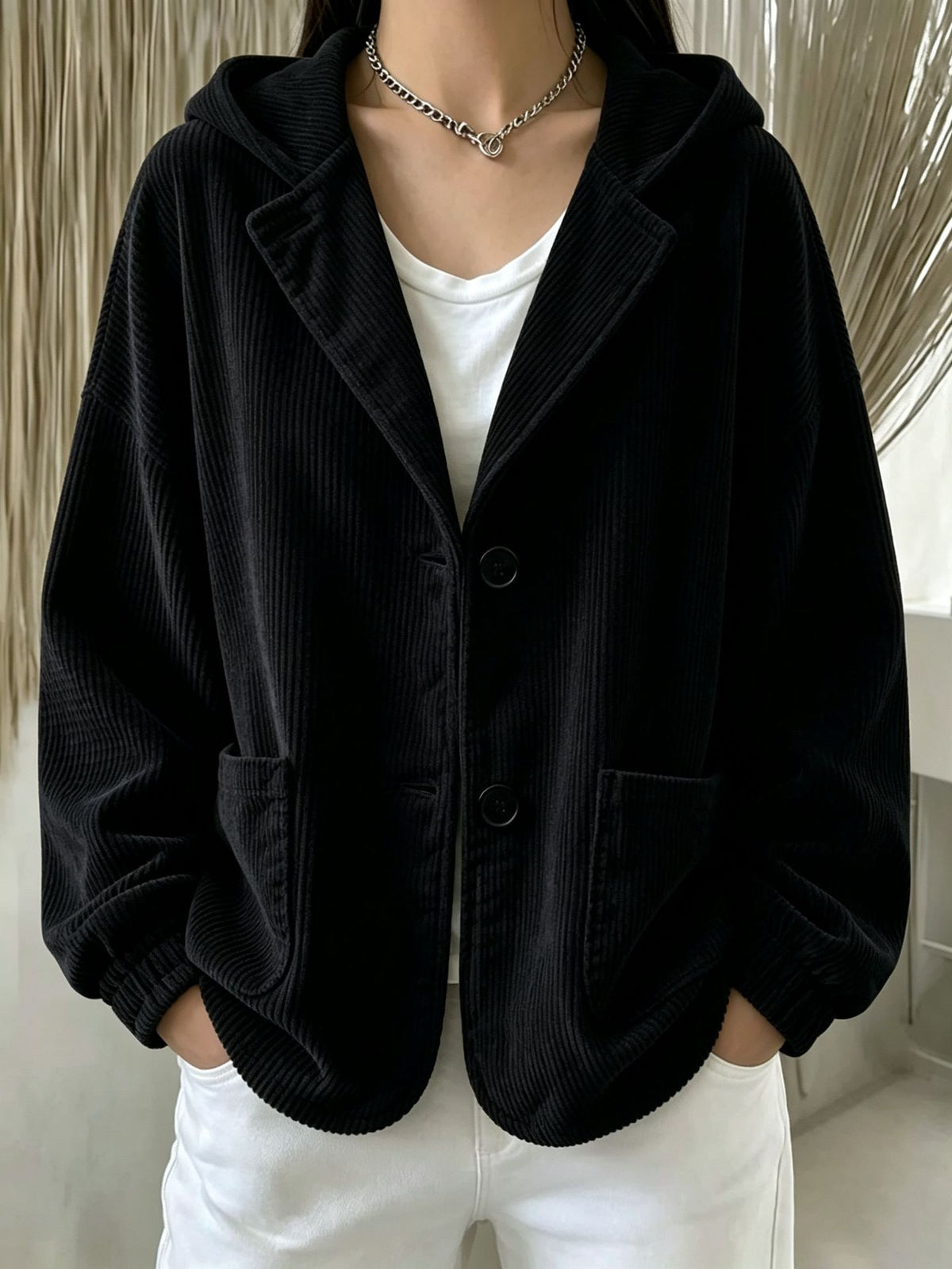 Wivina | Ribbed Corduroy Hoodie Jacket for Women