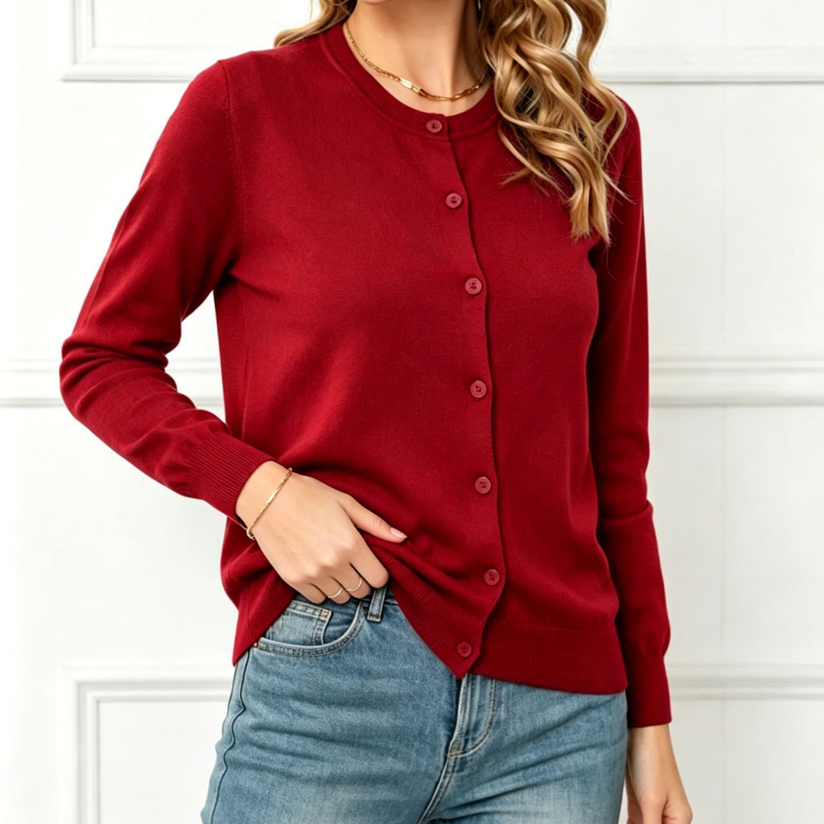 Femkje | Button-Front Ribbed Knit Cardigan for Women