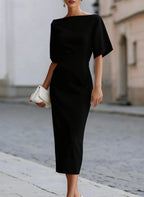 Julianne Christmas Dress | Boat Neck Bodycon Midi for Women
