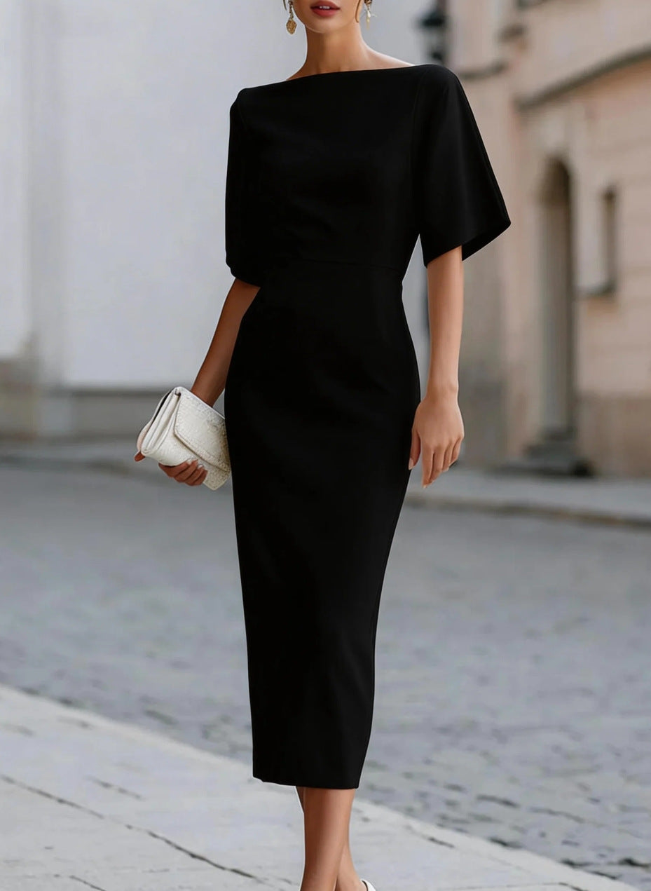 Julianne Christmas Dress | Boat Neck Bodycon Midi for Women