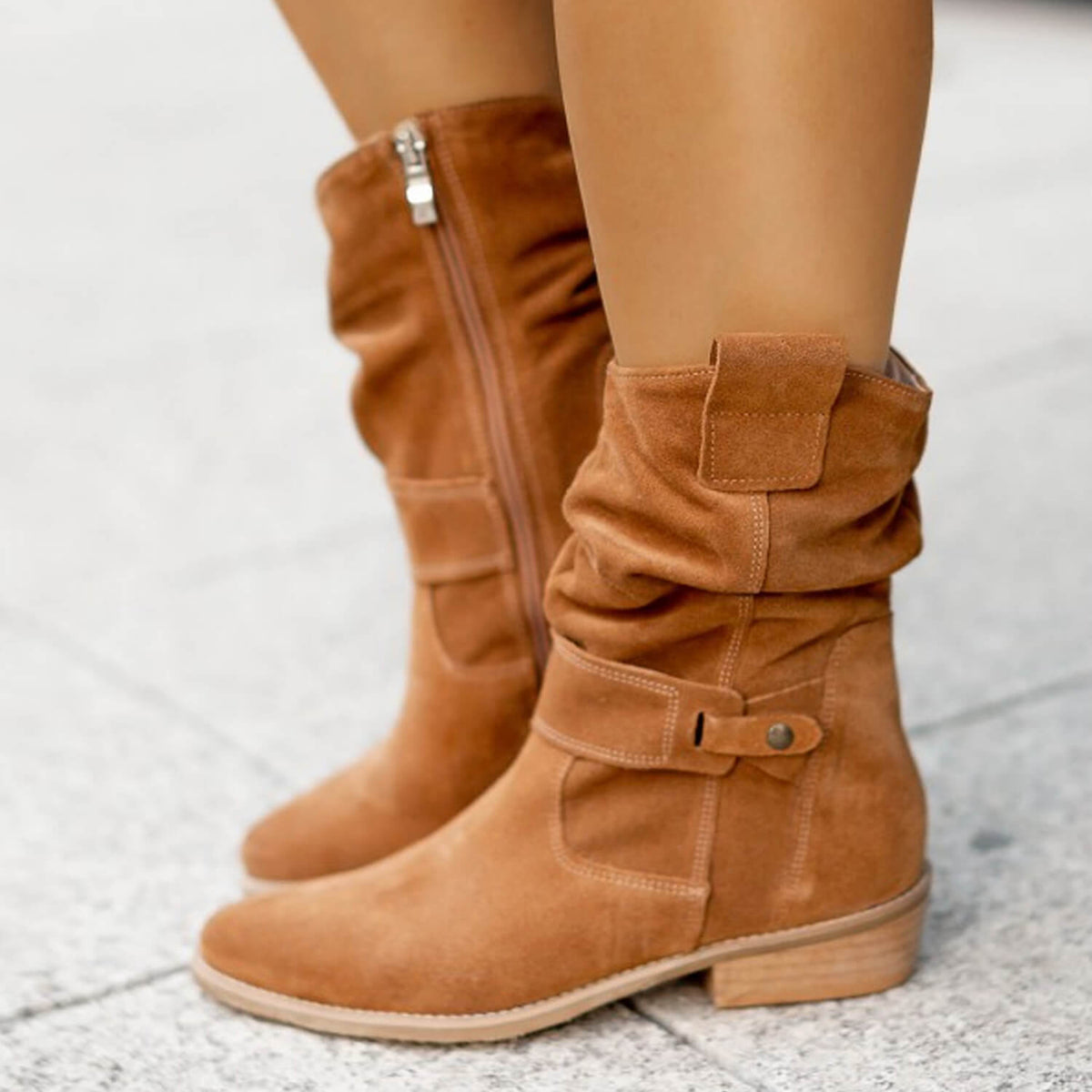 Esther | Slim Ankle Boots with Textured Finish for Women