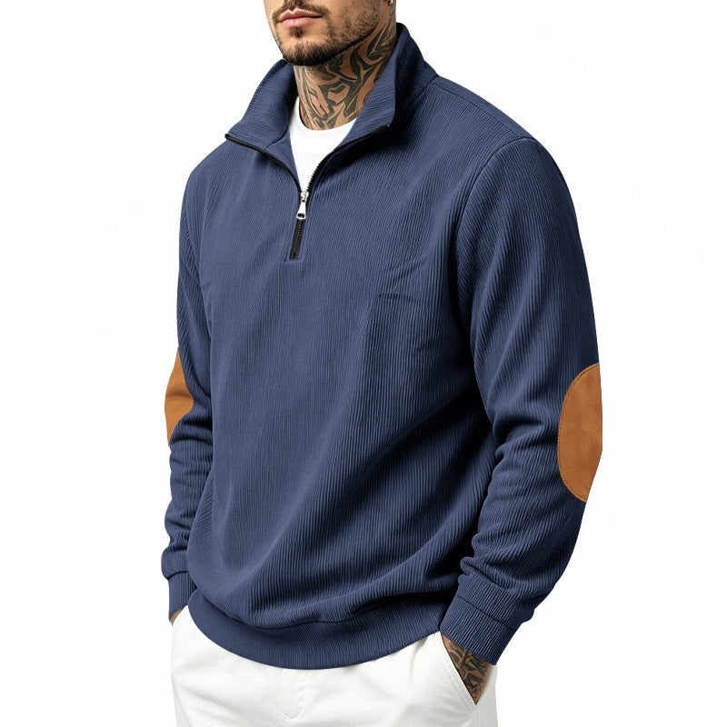 Tuur | Quarter-Zip Ribbed Stand Collar Sweatshirt for Men