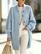 Nadalene | Cable Knit Longline Cardigan for Women