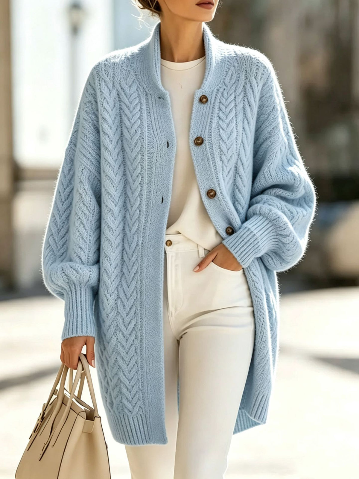 Nadalene | Cable Knit Longline Cardigan for Women