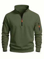 Piet | Quilted Stand Collar Zip-Front Hoodie for Men