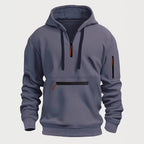 Osbert | Zip-Front Quilted Hoodie with Multi Pocket for Men