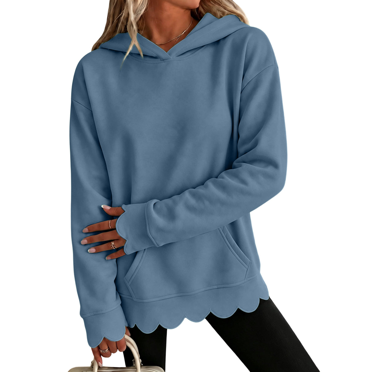 Zeliha | Scalloped Hem Hoodie for Women