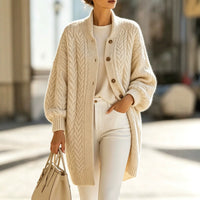 Nadalene | Cable Knit Longline Cardigan for Women