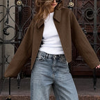 Rosemarie | Oversized Collared Zip-Front Cropped Jacket for Women