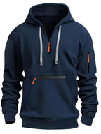 Osbert | Zip-Front Quilted Hoodie with Multi Pocket for Men