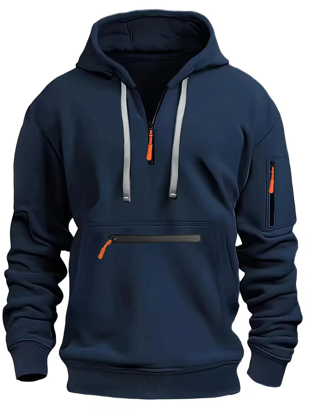 Osbert | Zip-Front Quilted Hoodie with Multi Pocket for Men