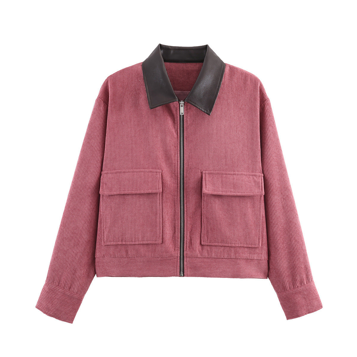Gemma | Corduroy Zip-Front Jacket with Contrast Collar for Women