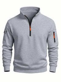 Piet | Quilted Stand Collar Zip-Front Hoodie for Men