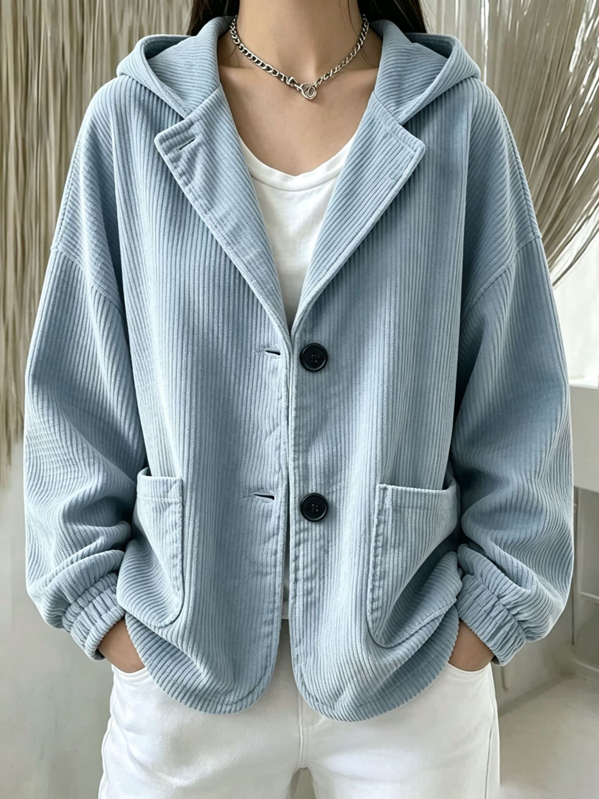 Wivina | Ribbed Corduroy Hoodie Jacket for Women