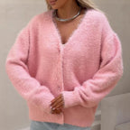 Agneta | Fuzzy Open-Front Knit Cardigan for Women