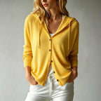 Doortje | Ribbed Knit Hoodie Cardigan with Button Front for Women