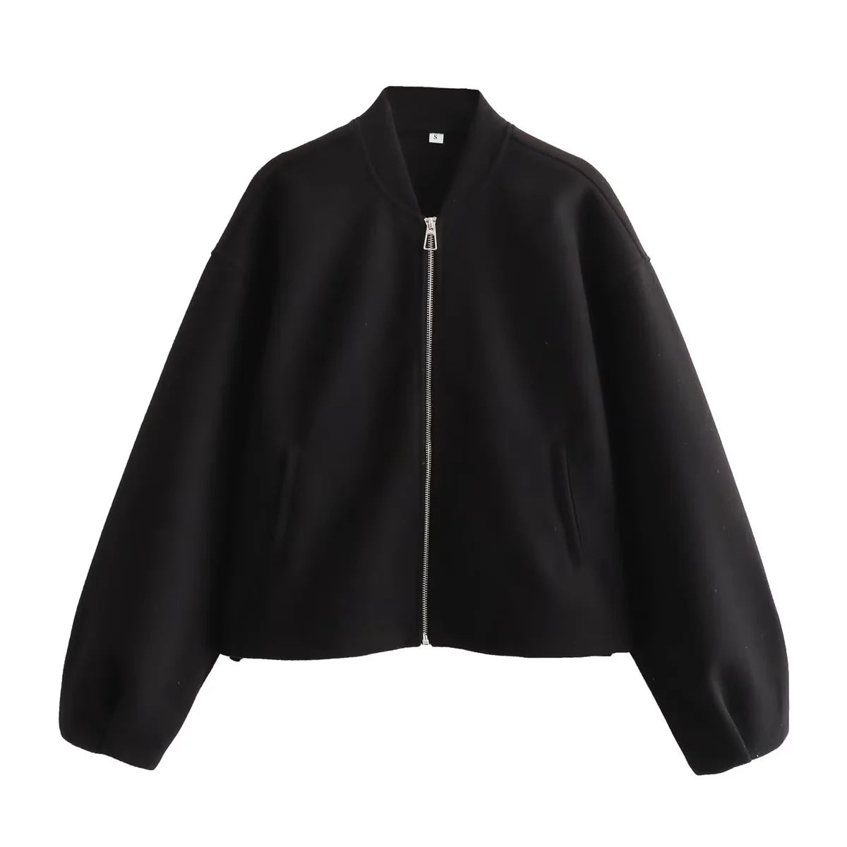 Nadalune | Stand Collar Zip-Front Bomber Jacket for Women