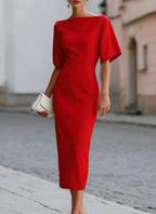 Julianne Christmas Dress | Boat Neck Bodycon Midi for Women