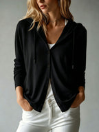 Doortje | Ribbed Knit Hoodie Cardigan with Button Front for Women