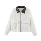 Gemma | Corduroy Zip-Front Jacket with Contrast Collar for Women