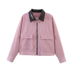 Gemma | Corduroy Zip-Front Jacket with Contrast Collar for Women