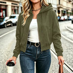 Carolyn | Textured Cropped Zip-Up Hoodie Jacket for Women