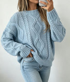 Theodora | Cable Knit Crew Neck Oversized Sweater for Women