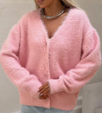 Agneta | Fuzzy Open-Front Knit Cardigan for Women