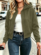 Carolyn | Textured Cropped Zip-Up Hoodie Jacket for Women