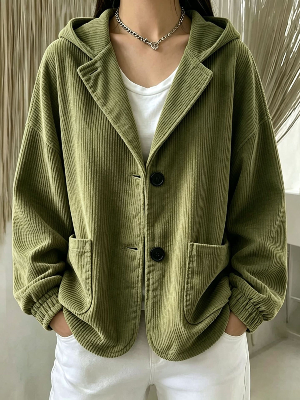 Wivina | Ribbed Corduroy Hoodie Jacket for Women