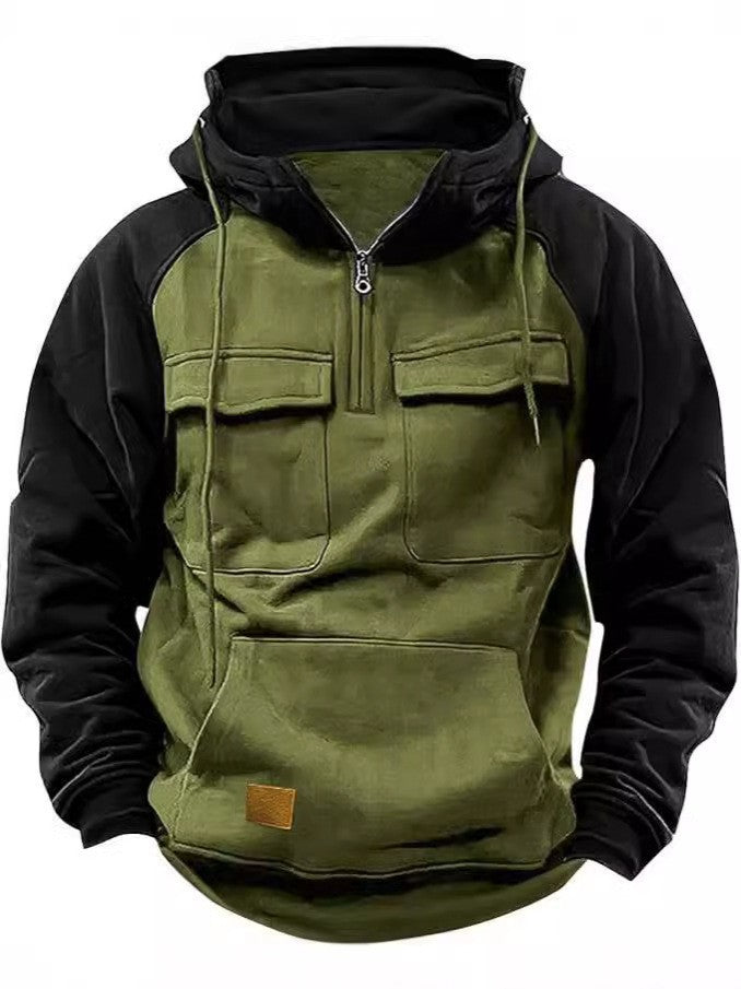 Trevor | Color-Block Multi-Pocket Half-Zip Hoodie for Men