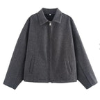 Rosemarie | Oversized Collared Zip-Front Cropped Jacket for Women