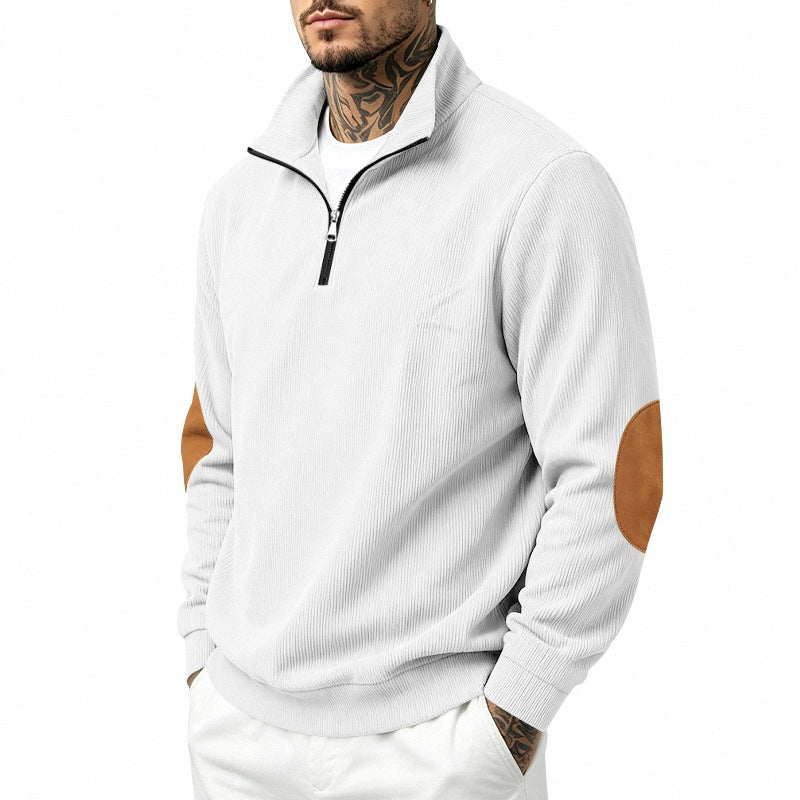 Tuur | Quarter-Zip Ribbed Stand Collar Sweatshirt for Men