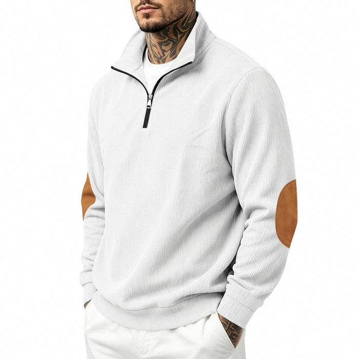 Tuur | Quarter-Zip Ribbed Stand Collar Sweatshirt for Men