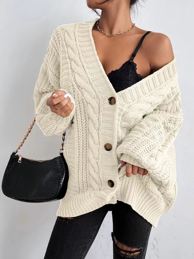 Justine | Cable Knit Button-Front Cardigan for Women
