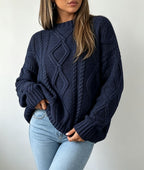 Theodora | Cable Knit Crew Neck Oversized Sweater for Women