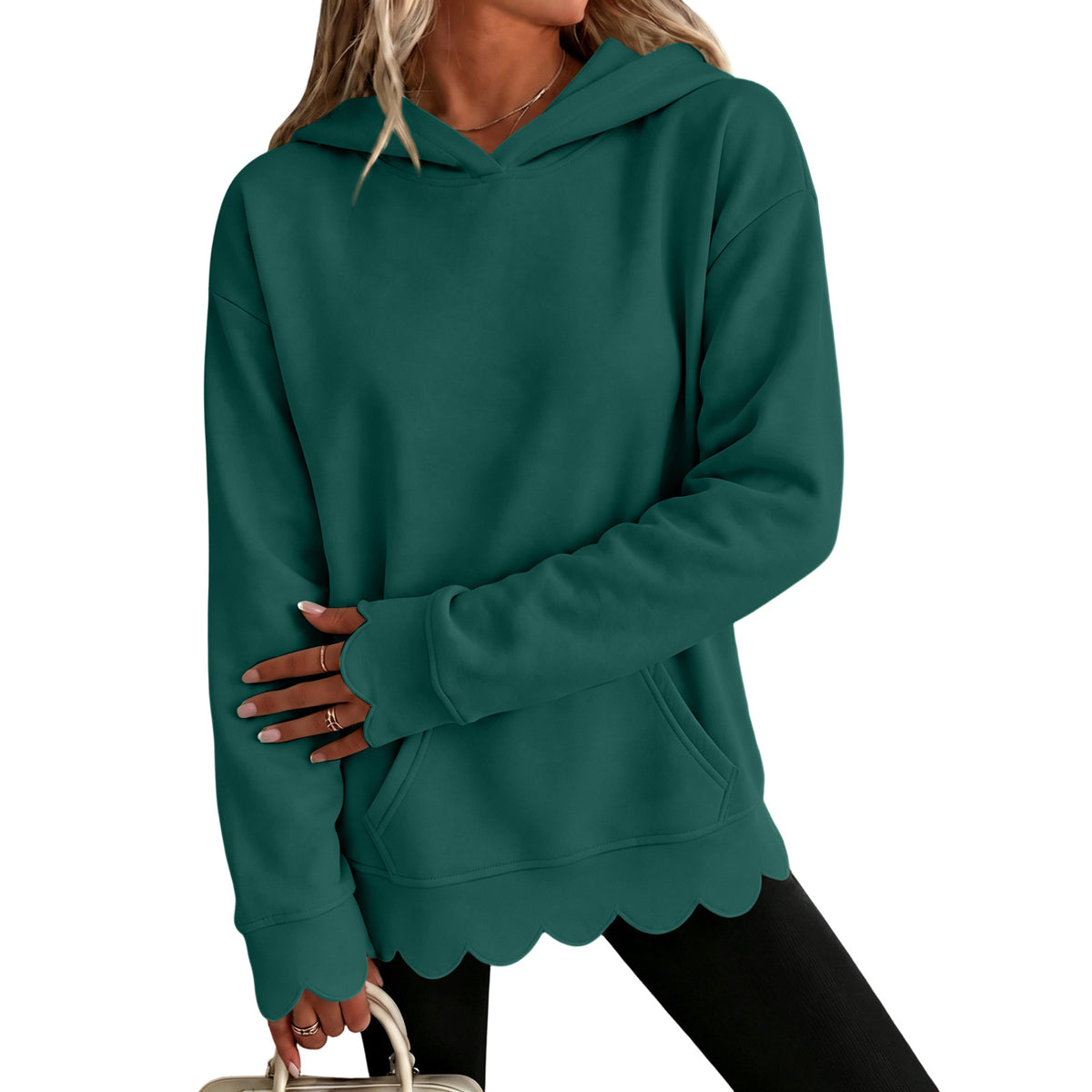 Zeliha | Scalloped Hem Hoodie for Women