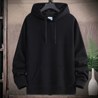 Richard | Solid Ribbed Drawstring Hoodie for Men