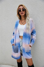 Elspeth | Tie-Dye Ombre Longline Open-Front Cardigan for Women
