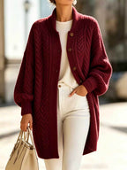 Nadalene | Cable Knit Longline Cardigan for Women
