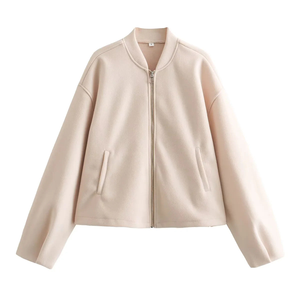 Nadalune | Stand Collar Zip-Front Bomber Jacket for Women