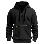 Osbert | Zip-Front Quilted Hoodie with Multi Pocket for Men