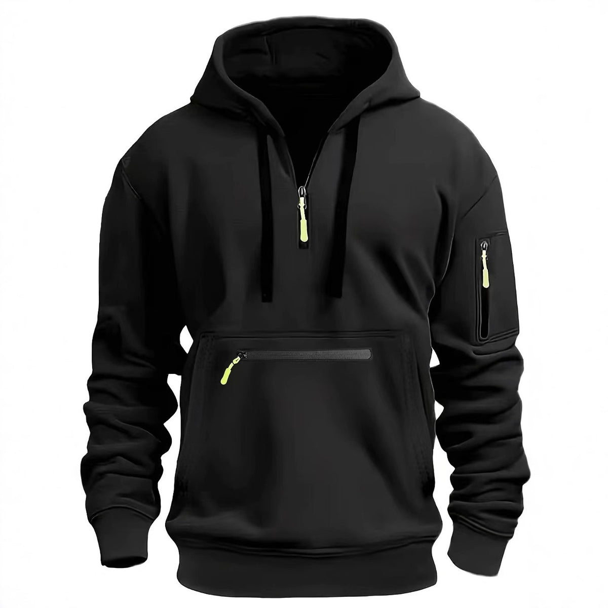 Osbert | Zip-Front Quilted Hoodie with Multi Pocket for Men