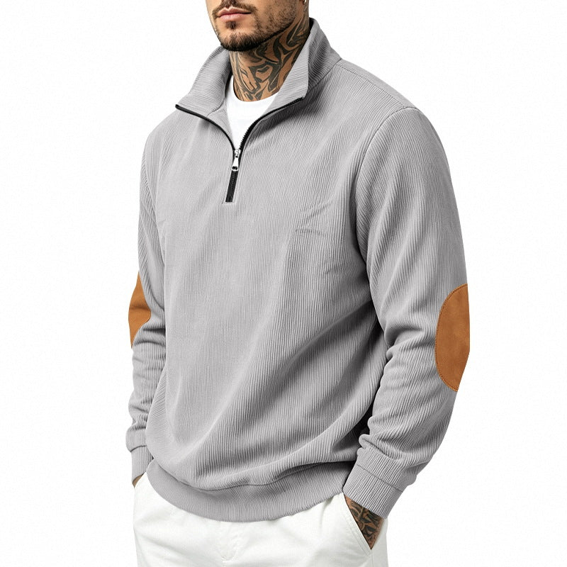 Tuur | Quarter-Zip Ribbed Stand Collar Sweatshirt for Men