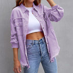 Jasmijn | Ripped Vintage Denim Jacket with Button-Front for Women
