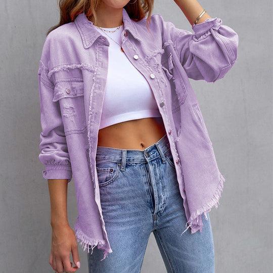 Jasmijn | Ripped Vintage Denim Jacket with Button-Front for Women